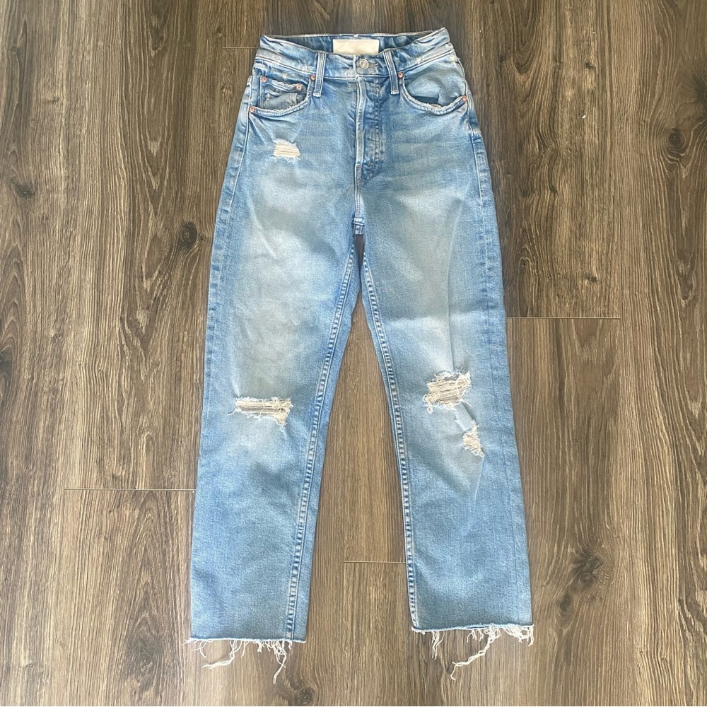 MOTHER The Tomcat Raw Hem Light Wash Jeans